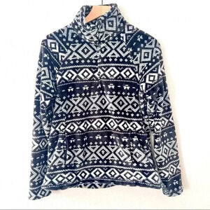 Eddie Bauer Black and White Mock Neck Pullover